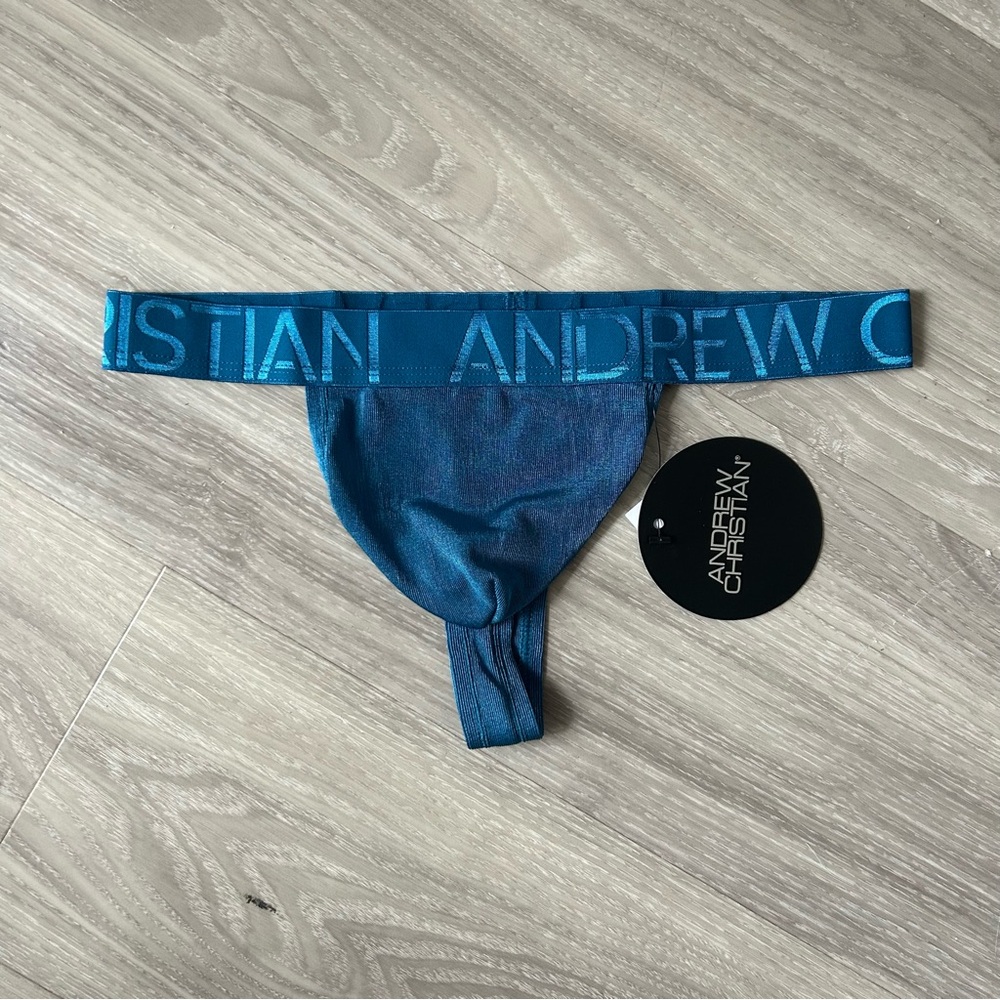 SOLD Andrew Christian | Sensual Rib Thong w/ Almost Naked in Deep Teal (Small)